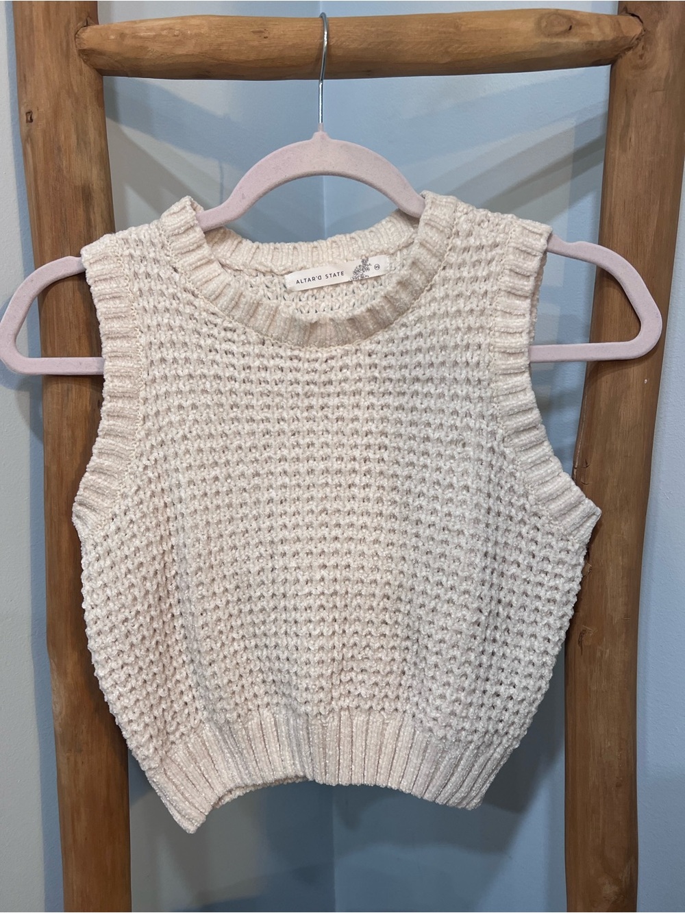 Altar’d State Cream Knit Sweater Vest XS